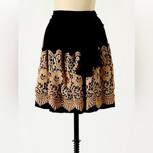 ANTHROPOLOGIE BURLAPP DARJEELING LACE SKIRT LARGE